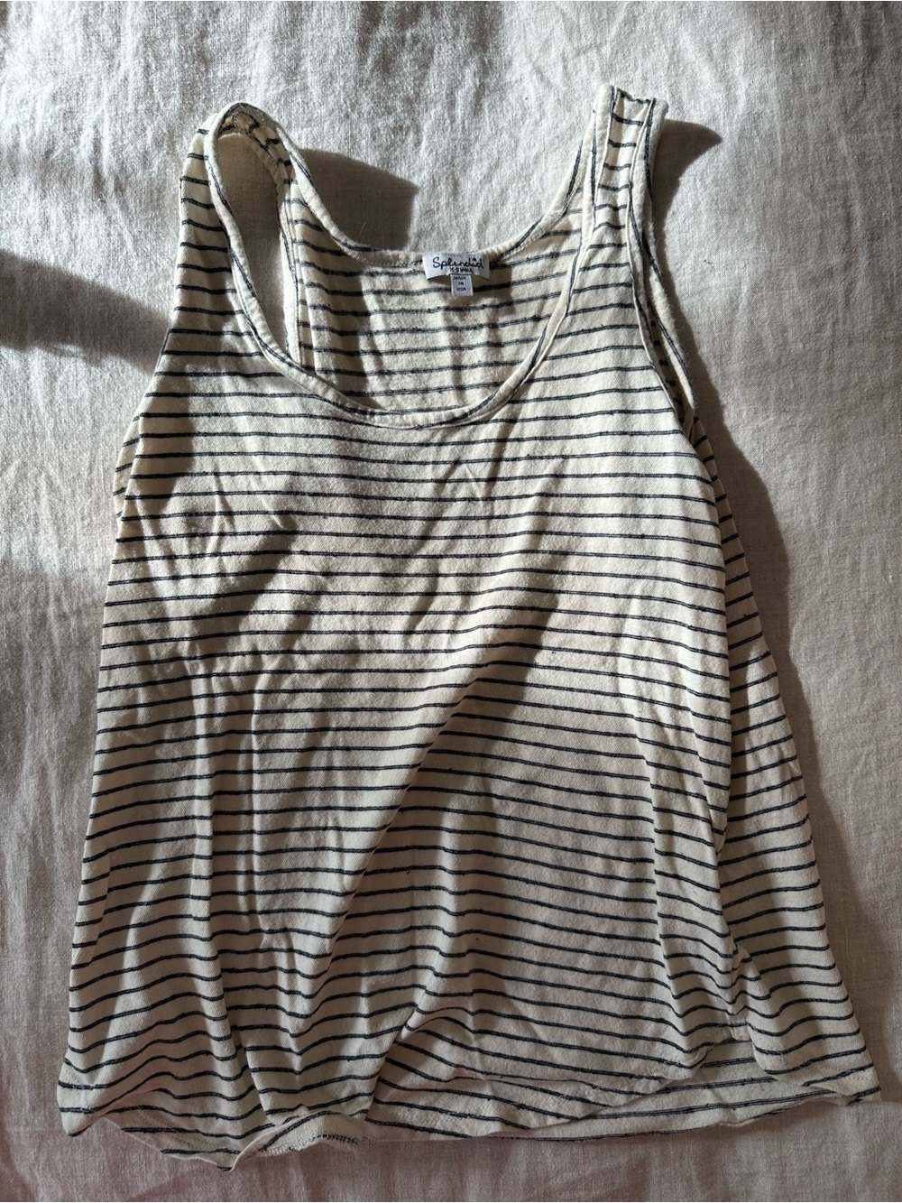 Splendid Ivory Tank Top with Black Stripes